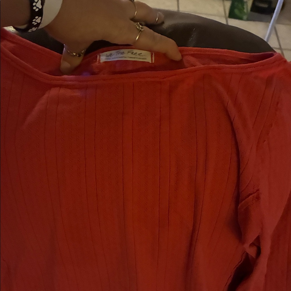 We The Free Bold Red Ribbed Top